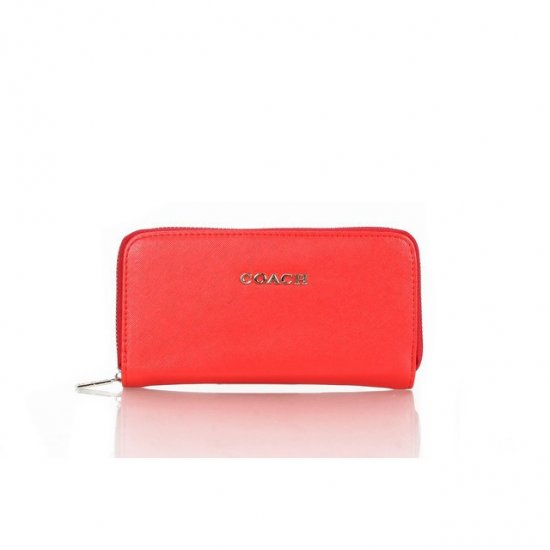 Coach Zip In Saffiano Small Red Wallets FFJ | Women - Click Image to Close